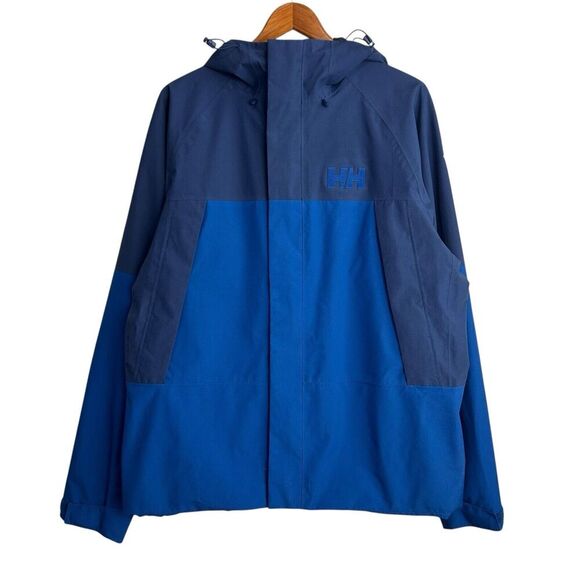 Helly Hansen Jacket Men's XL Blue Windbreaker Full Zip Hooded Logo Outdoor - Picture 1 of 9